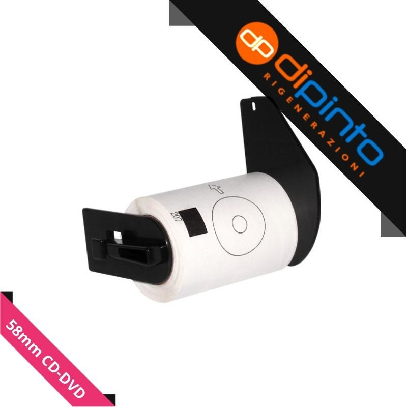 ETICHETTE COMPATIBILI PER BROTHER P-TOUCH (DK-11207) (CD, DVD) 58MM (100PZ)