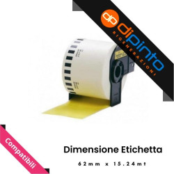 ETICHETTE COMPATIBILI PER BROTHER P-TOUCH (DK-22606) (62X15.24MT) GIALLO MODULO CONTINUO