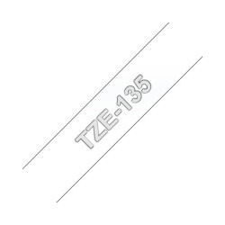 NASTRO COMPATIBILE LAMINATO BIANCO SU TRASPARENTE (12MM X 8M) PER BROTHER TZE-135