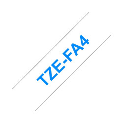 NASTRO COMPATIBILE PER TESSUTI LAMINATO BLU SU BIANCO (18MM X 3M) PER BROTHER TZEFA4 (BANDA APPLICABILE CON STIRATURA)