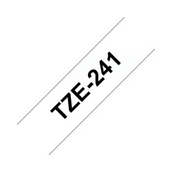 NASTRO COMPATIBILE LAMINATO NERO SU BIANCO (18MM X 8M) PER BROTHER TZE-241