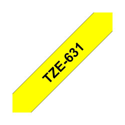 NASTRO COMPATIBILE LAMINATO NERO SU GIALLO (12MM X 8M) PER BROTHER TZE-631