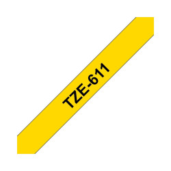NASTRO COMPATIBILE LAMINATO NERO SU GIALLO (6MM X 8M) PER BROTHER TZE-611