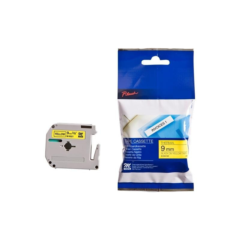 NASTRO LAMINATO NERO SU GIALLO (9MM X 8M) PER BROTHER M-K621BZ, M-K621