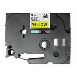 NASTRO COMPATIBILE LAMINATO NERO SU GIALLO (9MM X 8M) PER BROTHER TZE-621