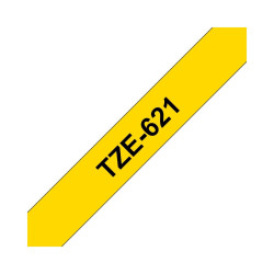 NASTRO COMPATIBILE LAMINATO NERO SU GIALLO (9MM X 8M) PER BROTHER TZE-621