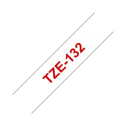NASTRO COMPATIBILE LAMINATO ROSSO SU TRASPARENTE (12MM X 8M) PER BROTHER TZE-132