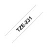 NASTRO COMPATIBILE LAMINATO NERO SU BIANCO (12MM X 8M) PER BROTHER TZ-231, TZE-S231