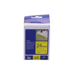 NASTRO RINFORZATO LAMINATO NERO SU GIALLO (24MM X 8M) PER BROTHER TZ-S651, TZE-S651