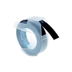 NASTRO A RILIEVO 3D COMPATIBILE PER DYMO JUNIOR E OMEGA (9MM X 3MT) NERO