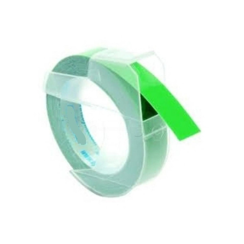 NASTRO A RILIEVO 3D COMPATIBILE PER DYMO JUNIOR E OMEGA (9MM X 3MT) VERDE