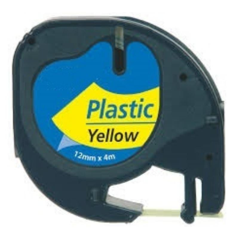 NASTRO PLASTICA NERO SU GIALLO (S0721620, 91202) (12 MM X 4 M) PER DYMO LETRATAG