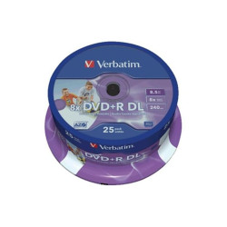 VERBATIM DVD+R STAMPABILI DOUBLE LAYER 8X 8.5GB CON CUSTODIA (25PZ)