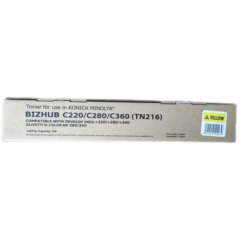 TONER COMPATIBILE (TN216Y, A11G251) PER MINOLTA C220 /OLIVETTI D-COLOR MF360 (26K) GIALLO (JAPAN)