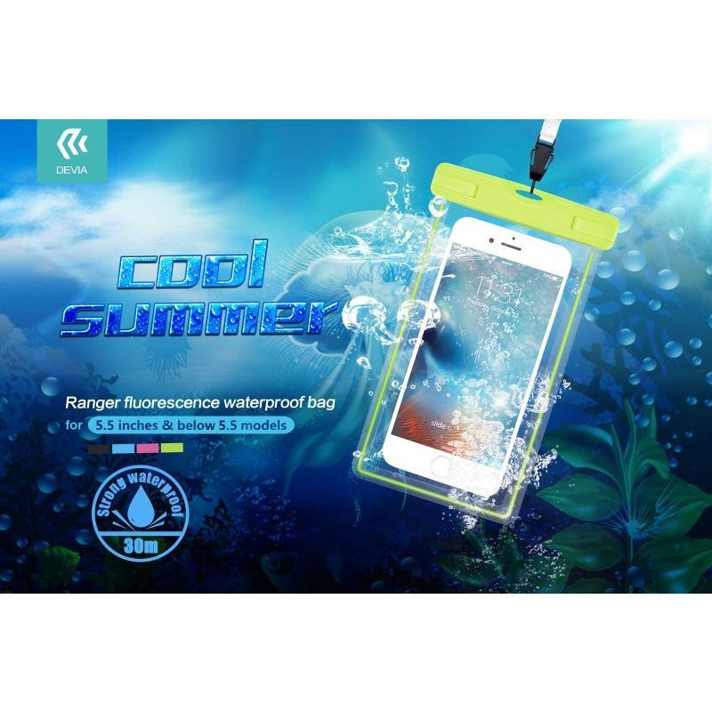 CUSTODIA PER SMARTPHONE MAX 5.5" FLUO WATERPROOF FINO 30 METRI - ROSA