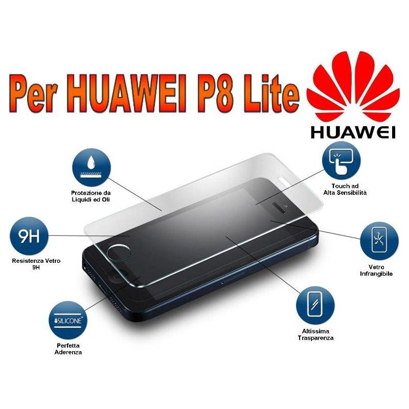 PELLICOLA PROTEZIONE IN VETRO TEMPERATO 9H PER HUAWEI P8 LITE