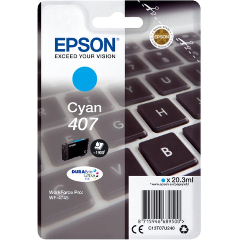 CARTUCCIA ORIGINALE (C13T07U240, 407) EPSON WF-4745 (1,9K) CIANO