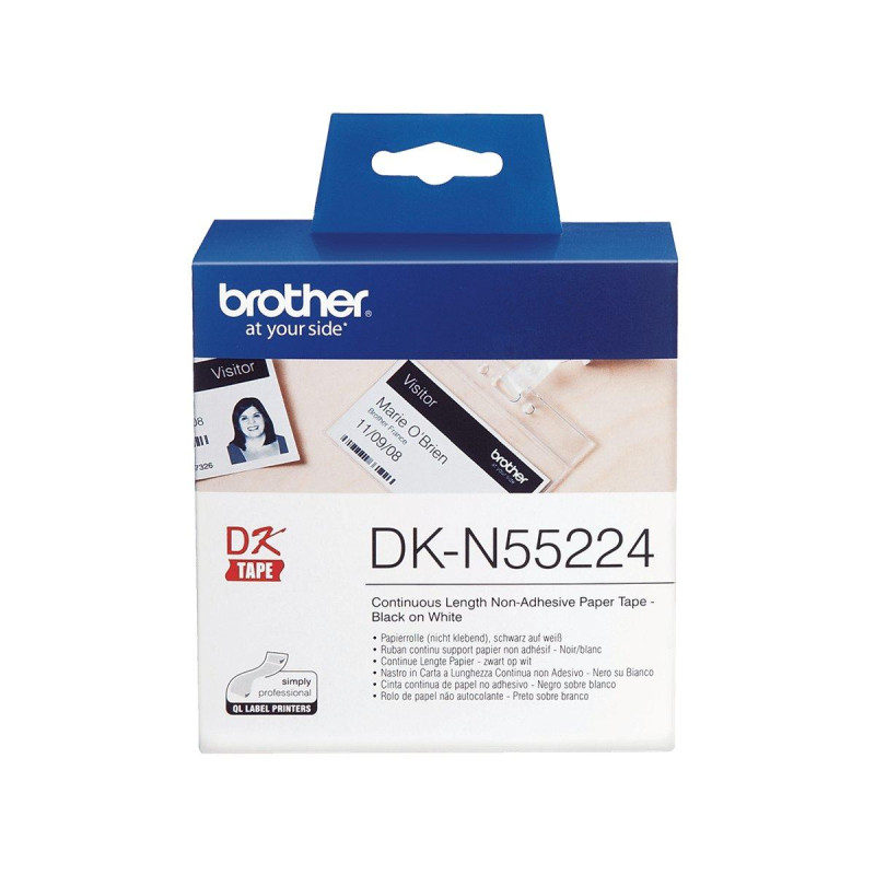 ROTOLO DI CARTA ORIGINALI BROTHER P-TOUCH (DK-N55224) (54X30.48MT) MODULO CONTINUO NON ADESIVO