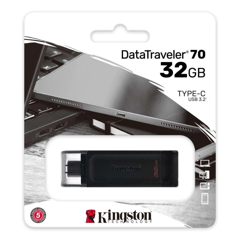 PENDRIVE KINGSTON DATATRAVELER 70 MEMORIA USB TIPO C 32GB - USB-C 3.2 GEN 1