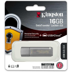 PENDRIVE KINGSTON DT LOCKER + MEMORIA USB G3 16GB - USB 3.0 - 80MB/S IN LETTURA - DA USB A CLOUD - SISTEMA DI CRITTOGRAFIA