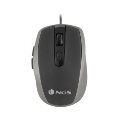 NGS TICK MOUSE USB 1600 DPI - 5 PULSANTI - USO CON LA MANO DESTRA - COLORE ARGENTO/NERO