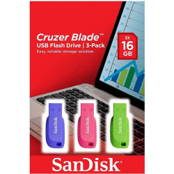 PENDRIVE SANDISK CF. DA 3PZ CRUZER BLADE USB 2.0 16GB - ULTRA COMPATTA - COLORE BLU, ROSA E VERDE