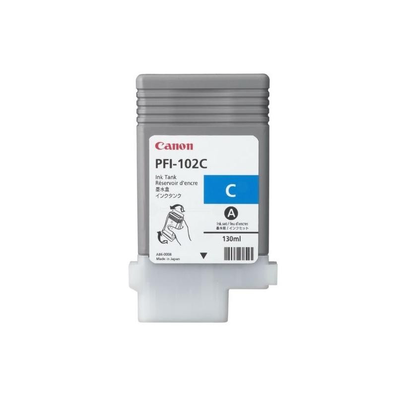 CARTUCCIA PLOTTER ORIGINALE (PFI-102C, 089B001) CANON IPF500, IPF600 (130ML) CIANO