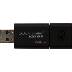 PENDRIVE KINGSTON DATATRAVELER 100 G3 MEMORIA USB 64GB - USB 3.0 - 100MB/S IN LETTURA - COVER SCORREVOLE - COLORE NERO