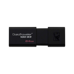 PENDRIVE KINGSTON DATATRAVELER 100 G3 MEMORIA USB 64GB - USB 3.0 - 100MB/S IN LETTURA - COVER SCORREVOLE - COLORE NERO