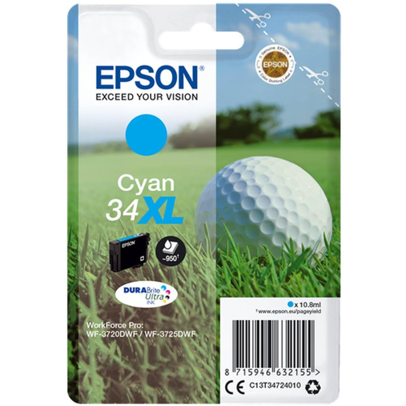 CARTUCCIA ORIGINALE (T3472, 34XL) EPSON WF3720DWF (950PAG) CIANO XL