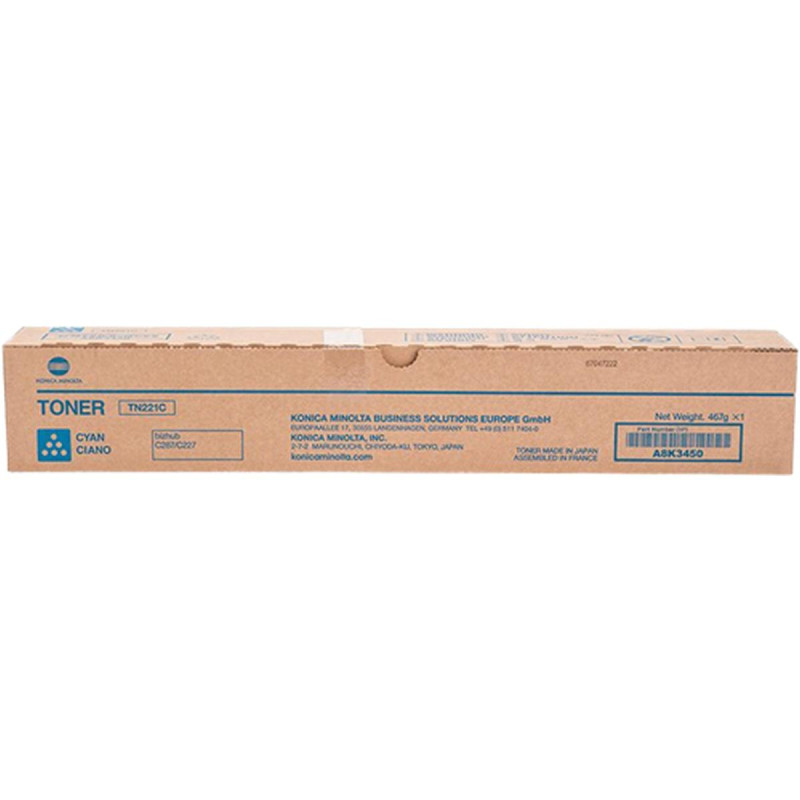 TONER ORIGINALE (A8K3450, TN221C) MINOLTA BIZHUB C227 (21K) CIANO