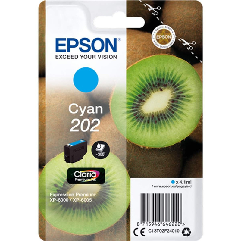 CARTUCCIA ORIGINALE (202, C13T02F24010) EPSON XP6000 (300PAG) CIANO