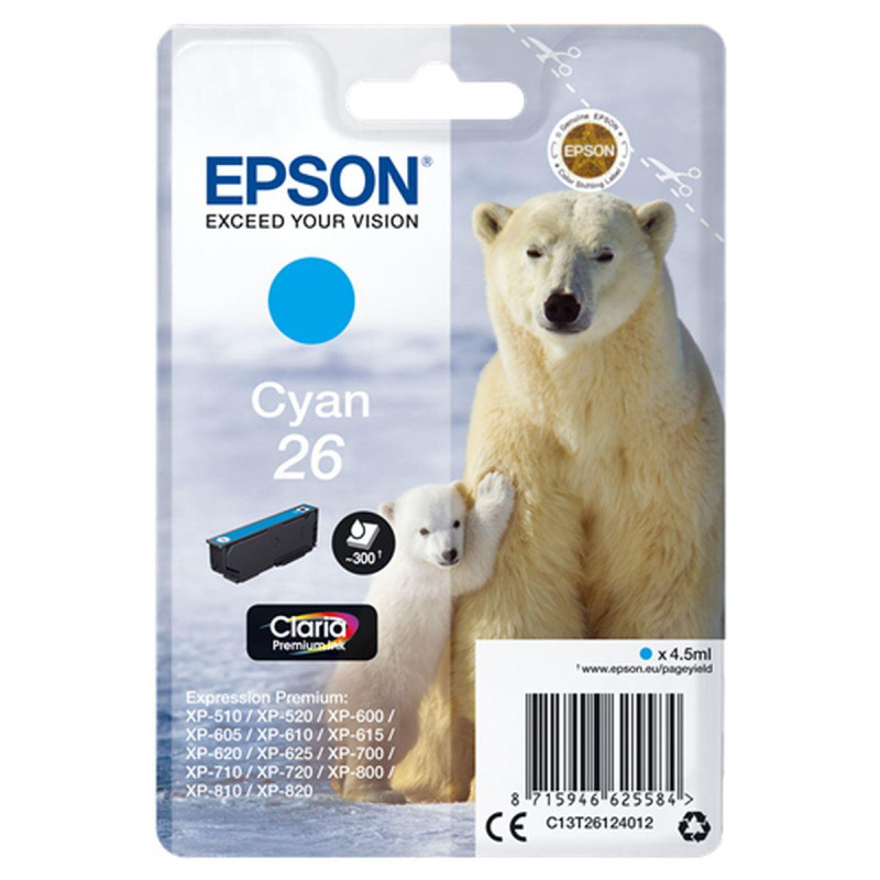 CARTUCCIA ORIGINALE (T2612,26) EPSON XP600 (300PAG) CIANO