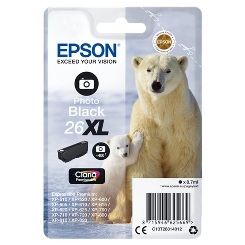 CARTUCCIA ORIGINALE (T2631,26XL) EPSON XP600 (400PAG) NERO FOTO XL