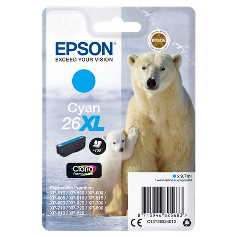CARTUCCIA ORIGINALE (T2632,26XL) EPSON XP600 (400PAG) CIANO XL