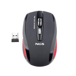 MOUSE USB WIRELESS AVANZATO NGS FLEA 1600 DPI - 5 PULSANTI - USO CON LA MANO DESTRA - COLORE NERO/ROSSO