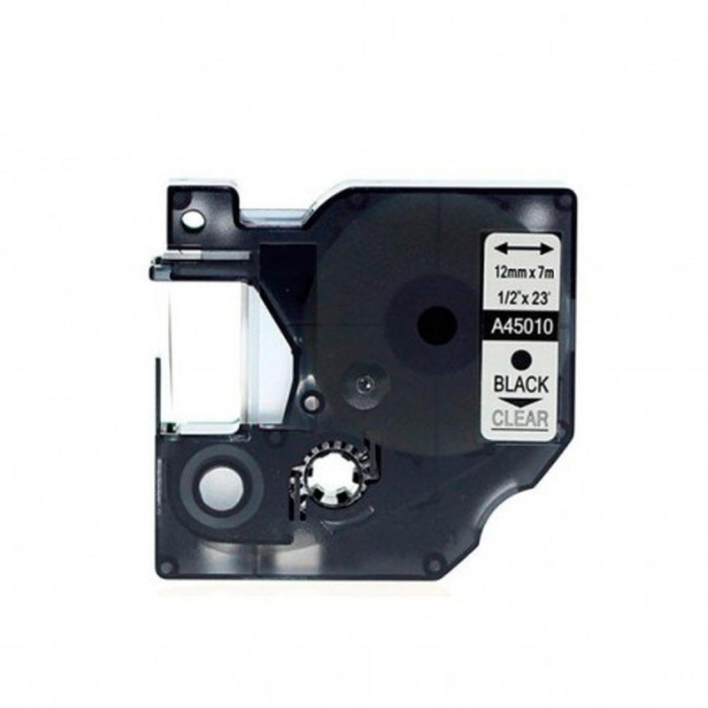 NASTRO NERO SU TRASPARENTE (12 MM X 7 M) PER DYMO D1 (S0720500, 45010)