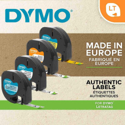 NASTRO ORIGINALE PLASTICA NERO SU GIALLO (S0721620, 91202) (12 MM X 4 M) DYMO LETRATAG