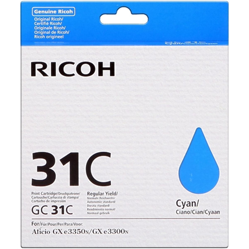 CARTUCCIA ORIGINALE (GC31C, 405689) RICOH AFICIO GX E3000N (1,9K) CIANO