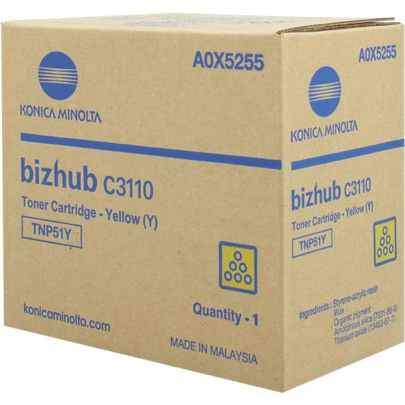TONER ORIGINALE (A0X5255, TNP51Y) MINOLTA BIZHUB C3110 (5K) GIALLO