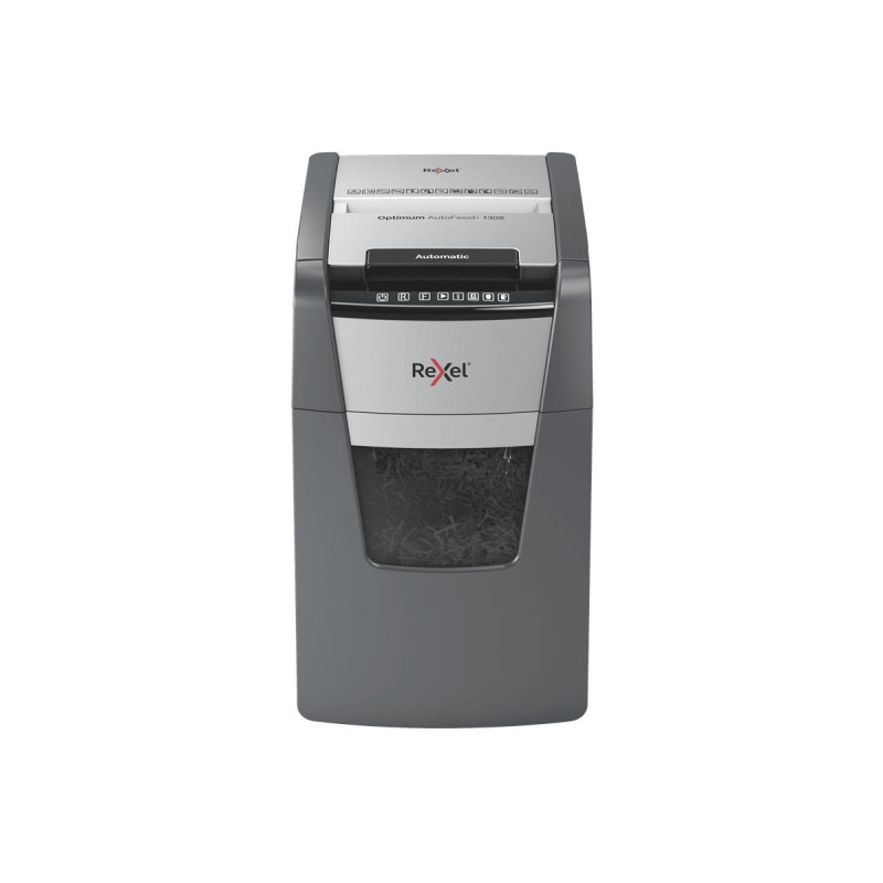 DISTRUGGI DOCUMENTI REXEL OPTIMUM AUTOFEED 130X CON TAGLIO DI PARTICELLE - 44L - ALIMENTAZIONE AUTOMATICA DA 130 FOGLI - SLOT MA