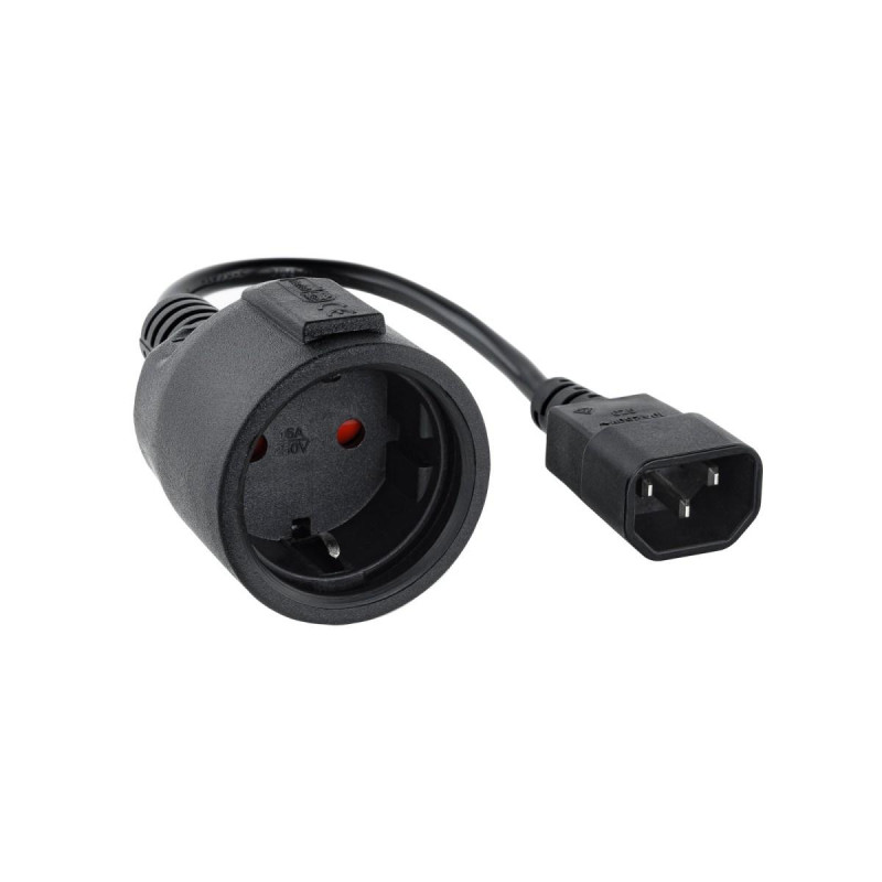 CAVO ADATTATORE NANOCABLE PER UPS C14 MASCHIO A CEE7 FEMMINA 16A 0,25 M - COLORE NERO