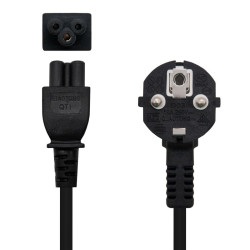 NANOCABLE CAVO DI ALIMENTAZIONE CEE7 ANGOLATO MASCHIO A M-C5 FEMMINA TRIFOGLIO 1,50M - COLORE NERO