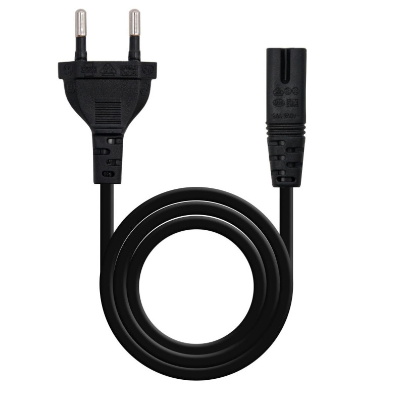 CAVO ALIMENTAZIONE NANOCABLE FORM 8 CEE7/16 MASCHIO A C7 FEMMINA 1,50M - COLORE NERO