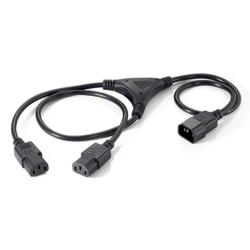 EQUIP CAVO DI ALIMENTAZIONE C13 2X IEC C13 FEMMINA - 1X IEC C14 MASCHIO - LUNGHEZZA 2,2 M - COLORE NERO