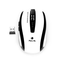 MOUSE USB WIRELESS AVANZATO NGS FLEA 1600 DPI - 5 PULSANTI - COLORE BIANCO/NERO