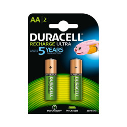 BATTERIE RICARICABILI DURACELL NIHM AA LR6 1.2V 2500MAH ULTRA - PRECARICATE - (2 UNITÀ)