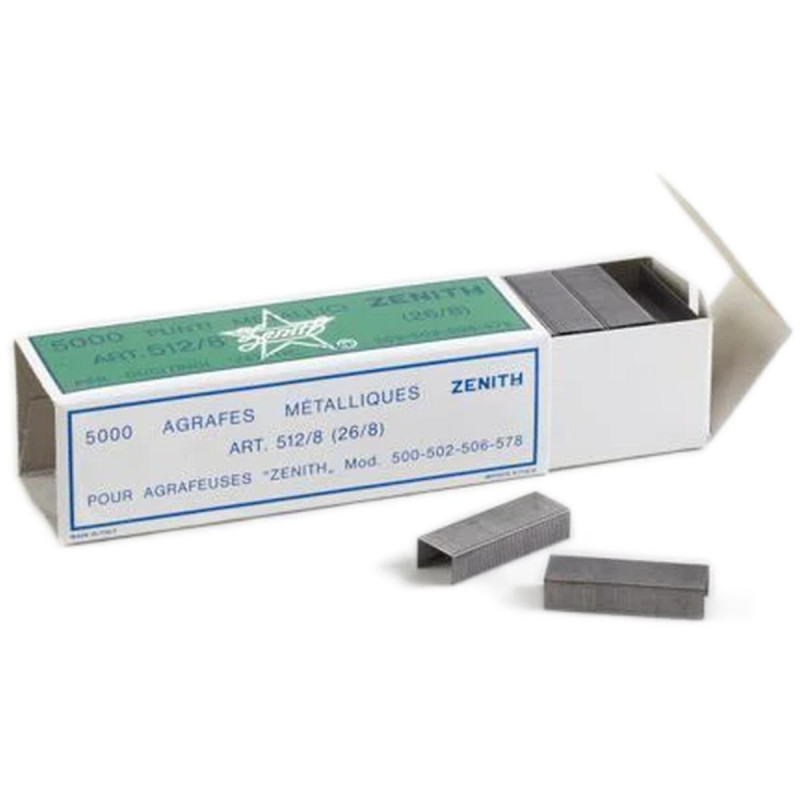 PUNTI CUCITRICE ZENITH 512/8 (26/8) 5.000 PUNTI METALLICI IN ACCIAIO ZINCATO
