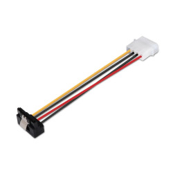 CAVO DI ALIMENTAZIONE SATA AISENS AD ANGOLO CON ANCORE - MOLEX 4PIN/M-SATA FEMMINA - 16CM - 100% RAME - COLORE NERO