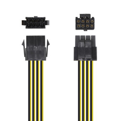 CAVO ALIMENTAZIONE AISENS - 8 PIN/F-4+4 PIN/M - 30CM - COLORE NERO